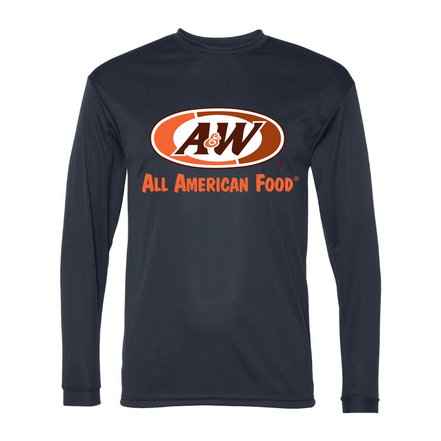 Men's A&W Polyester Long Sleeve T-Shirt - Navy