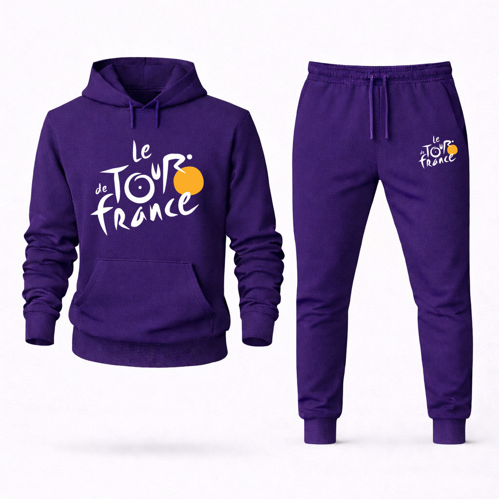 Tour de France White Hoodie and Joggers Set - Purple