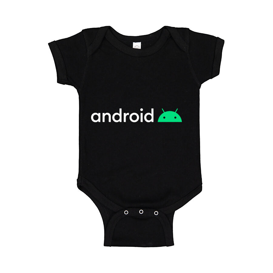 Android White Logo Baby Romper Onesie - Black