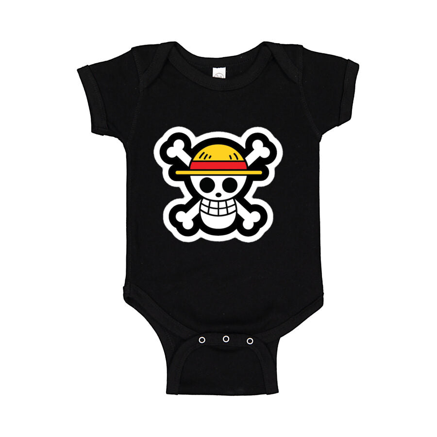 Straw Hat Luffy Baby Romper Onesie - Black