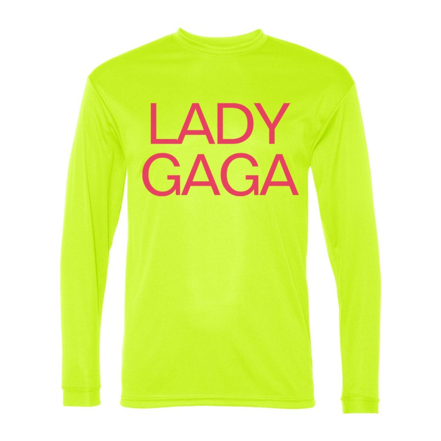 Men's Lady Gaga Polyester Long Sleeve T-Shirt - Safety Yellow