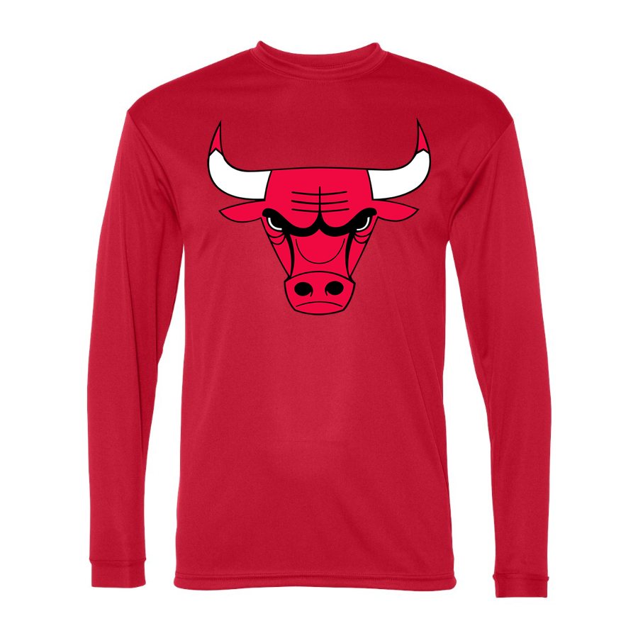Men's Chicago Bulls Polyester Long Sleeve T-Shirt - Red