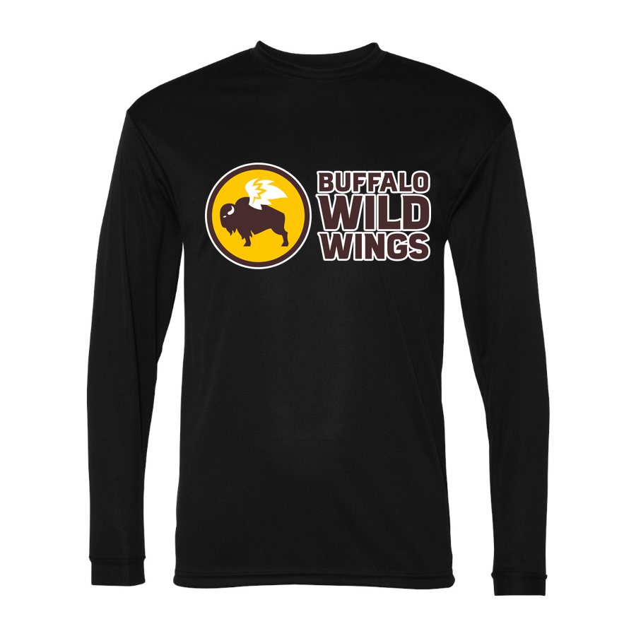 Men's Buffalo Wild Wings Polyester Long Sleeve T-Shirt - Black