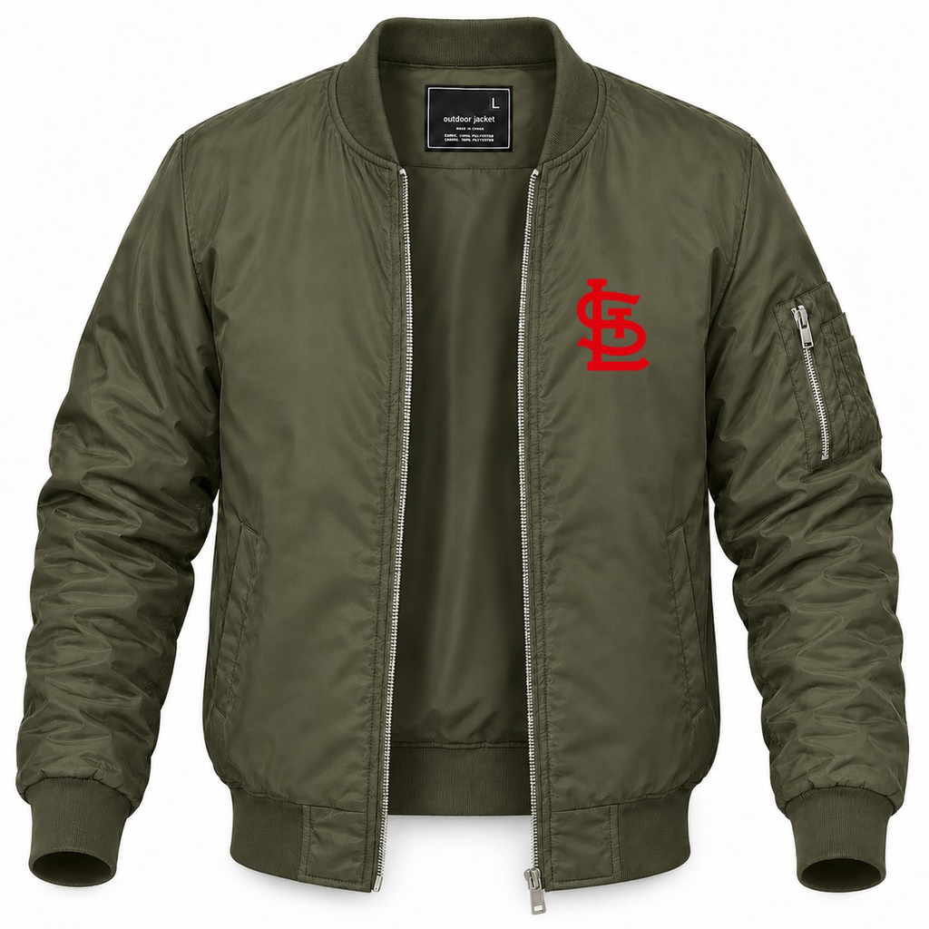 Men's St. Louis Cardinals Lightweight Bomber Jacket - Army Green