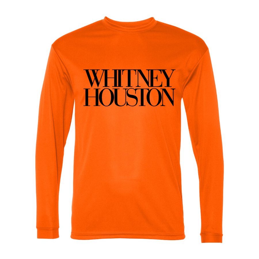Men's Whitney Houston Polyester Long Sleeve T-Shirt - Safety Orange
