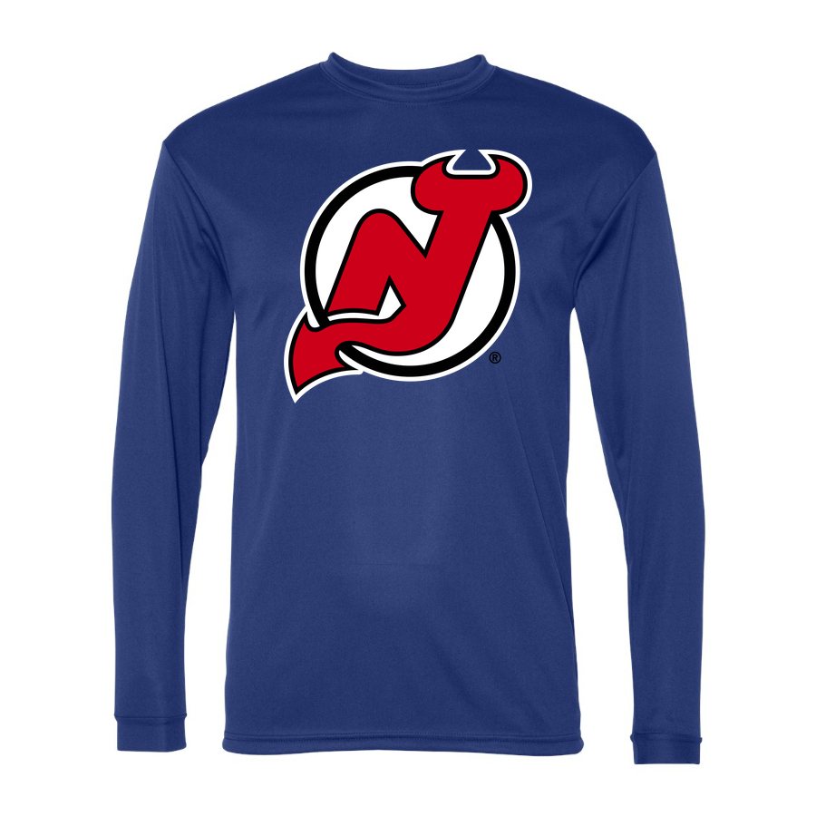 Men's New Jersey Devils Polyester Long Sleeve T-Shirt - Royal Blue