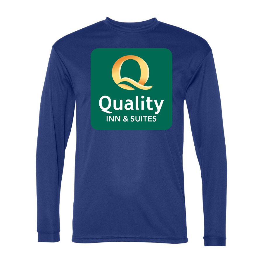 Men's Quality Inn & Suites Polyester Long Sleeve T-Shirt - Royal Blue