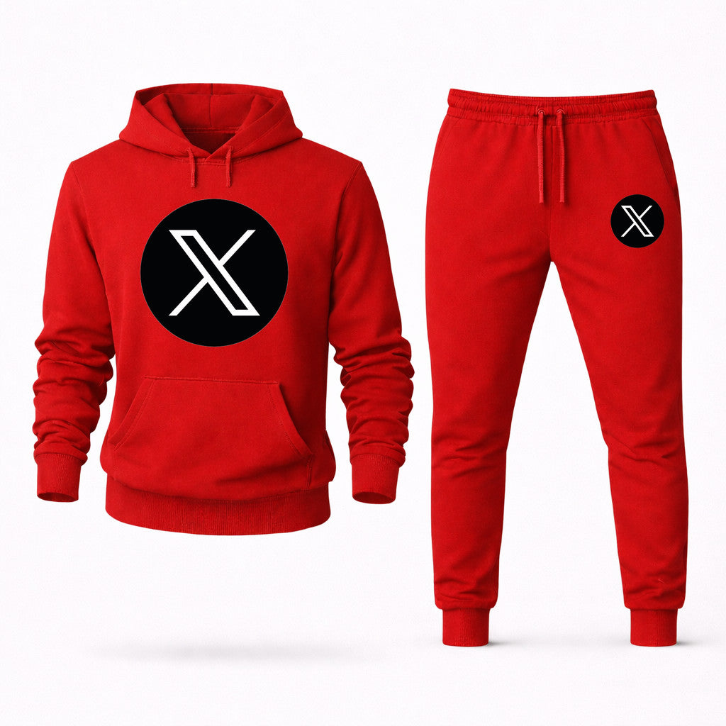 Twitter X Hoodie and Joggers Set - Red