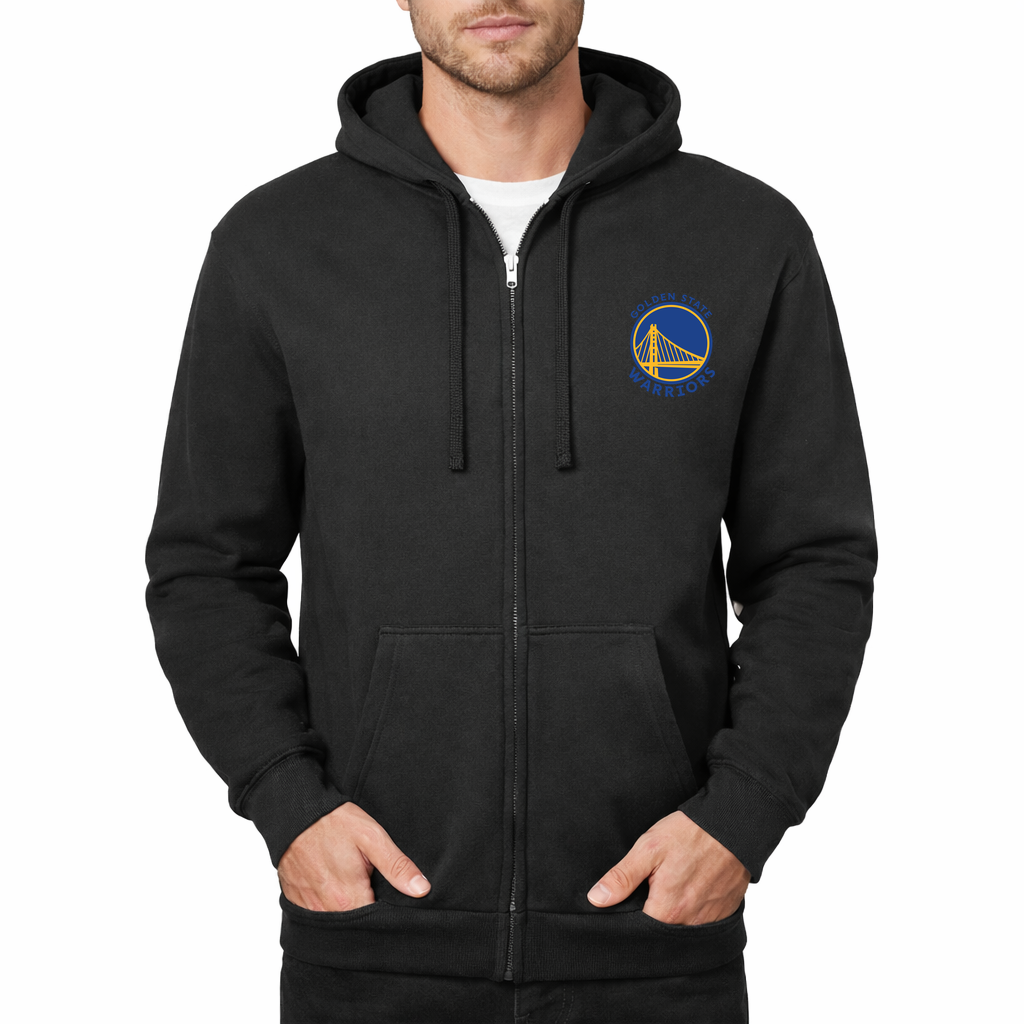 Men's Golden State Warriors logo Blue Zipper Hoodie - Black