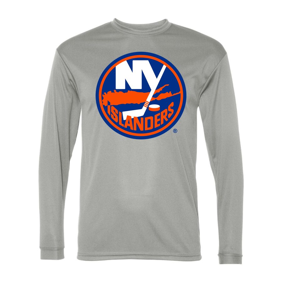 Men's New York Islanders Polyester Long Sleeve T-Shirt - Silver