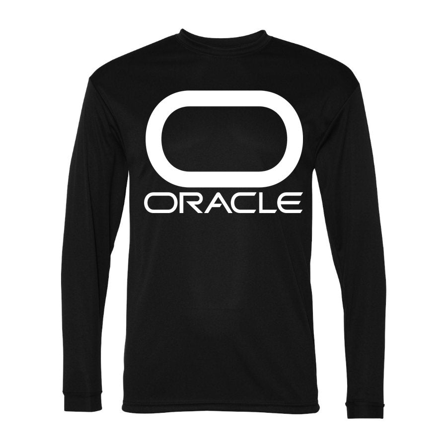 Men's Oracle White Logo Polyester Long Sleeve T-Shirt - Black