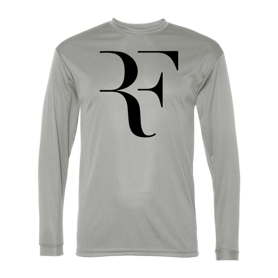 Men's Roger-Federer-logo-black Polyester Long Sleeve T-Shirt - Silver