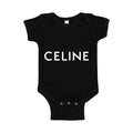 Celine White Logo Baby Romper Onesie - Black