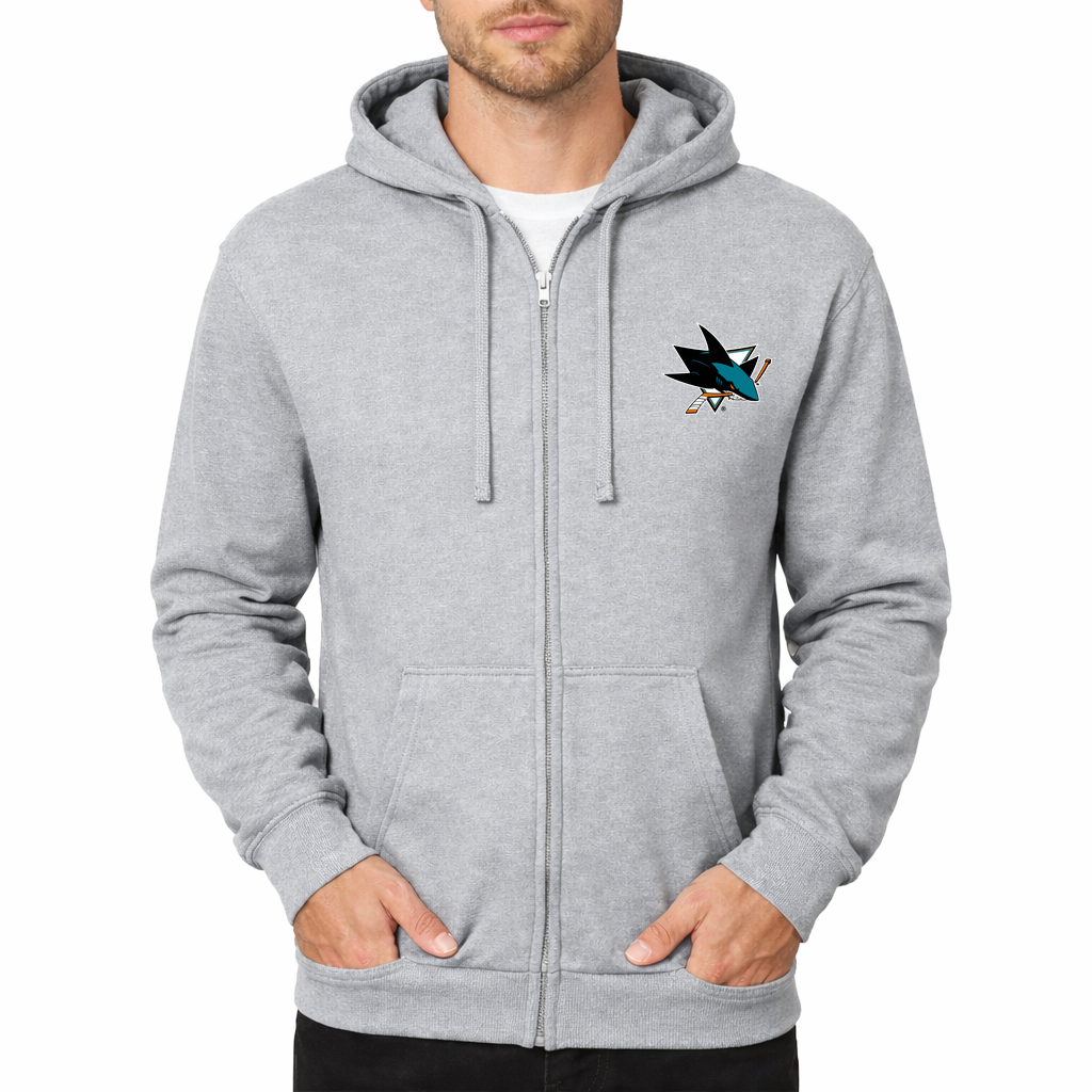 Men's San Jose Sharks Zipper Hoodie - Grey