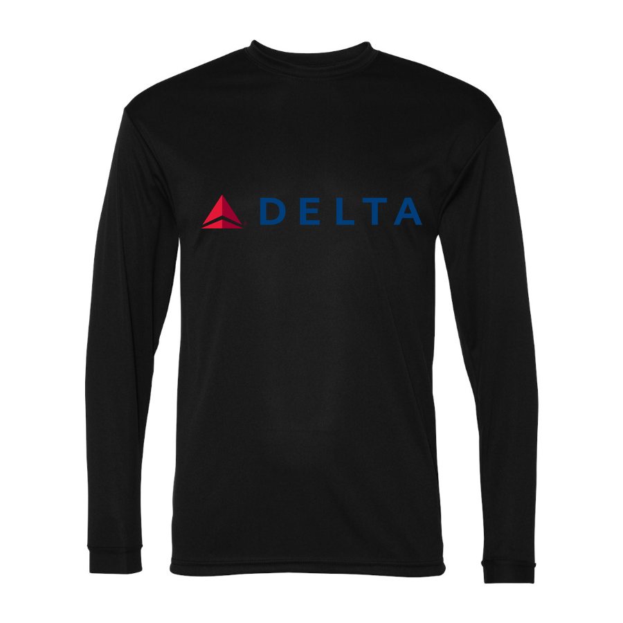 Men's Delta Airlines Polyester Long Sleeve T-Shirt - Black