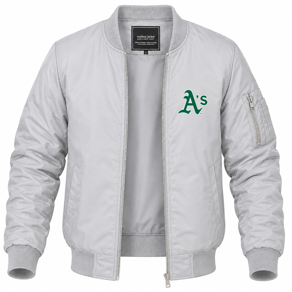Men's Oakland Athletics Lightweight Bomber Jacket - Gray