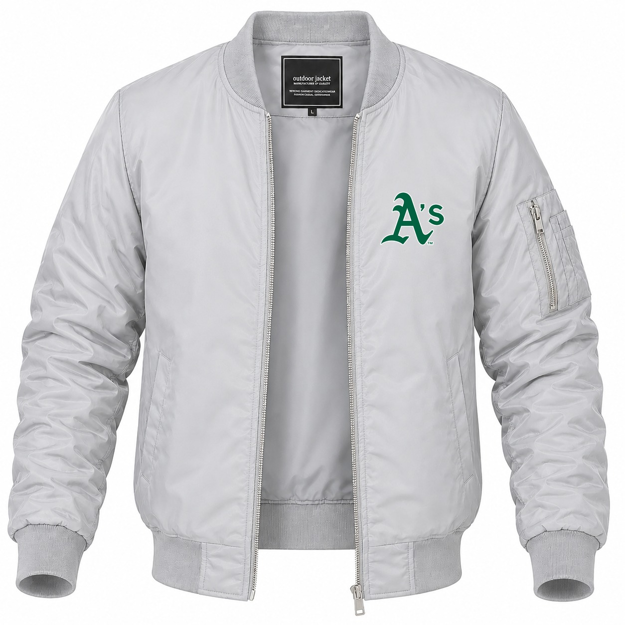 Men's Oakland Athletics Lightweight Bomber Jacket - Gray