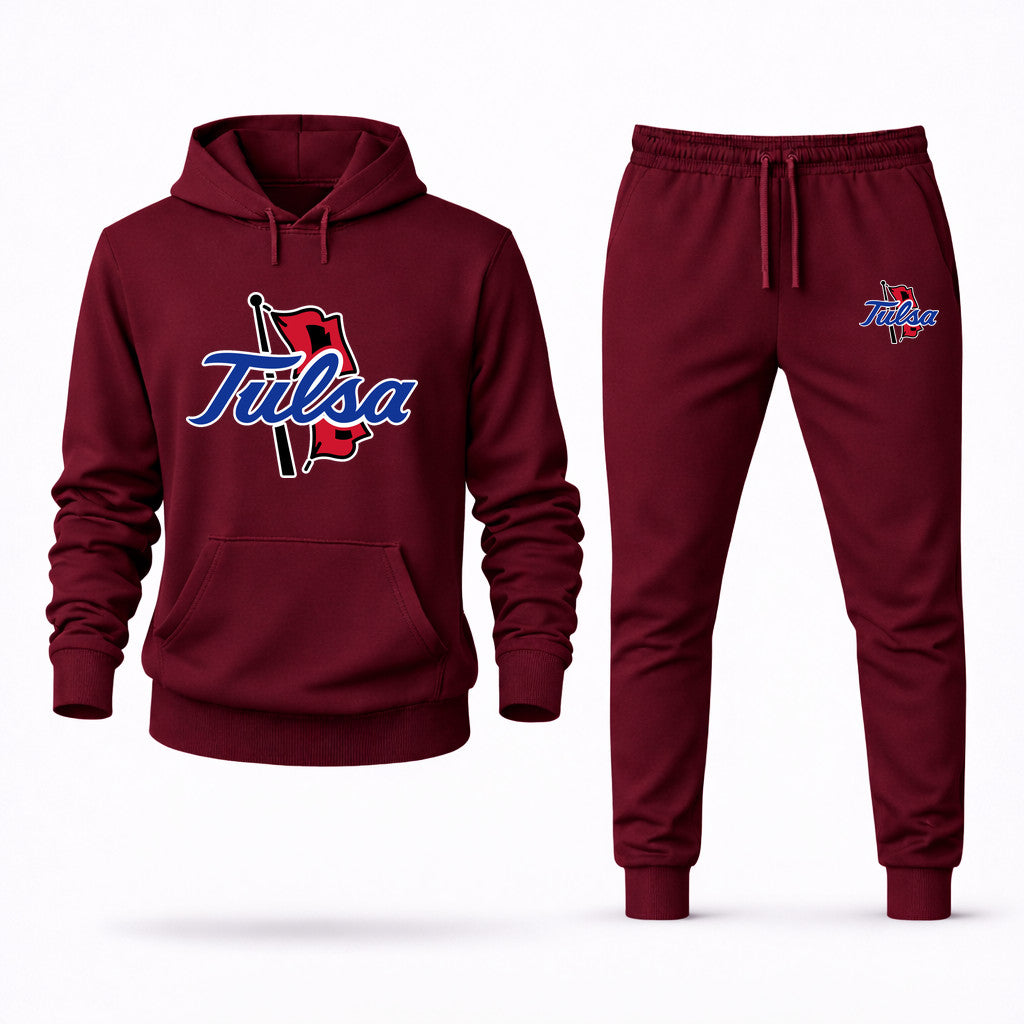 Tulsa Golden Hurricane Hoodie and Joggers Set - Burgundy