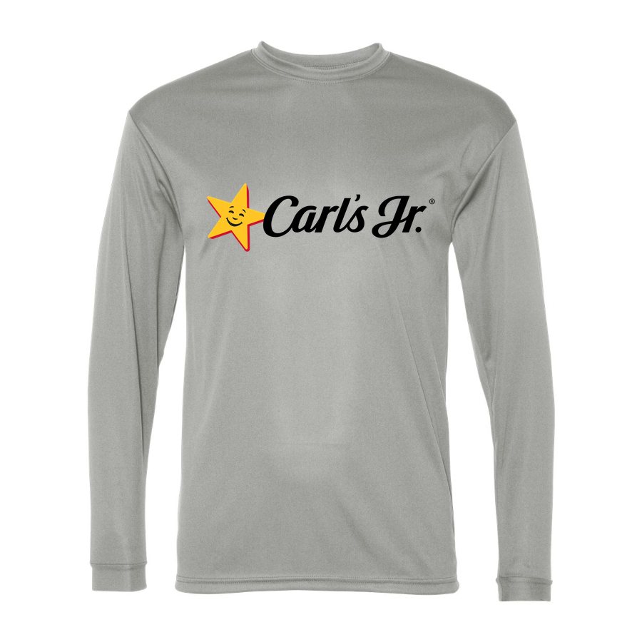 Men's Carl's Jr. Polyester Long Sleeve T-Shirt - Silver