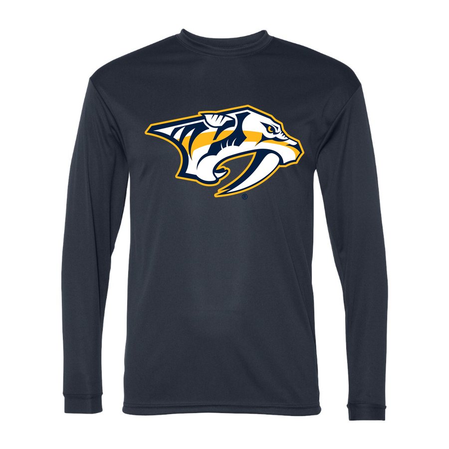 Men's Nashville Predators Polyester Long Sleeve T-Shirt - Navy