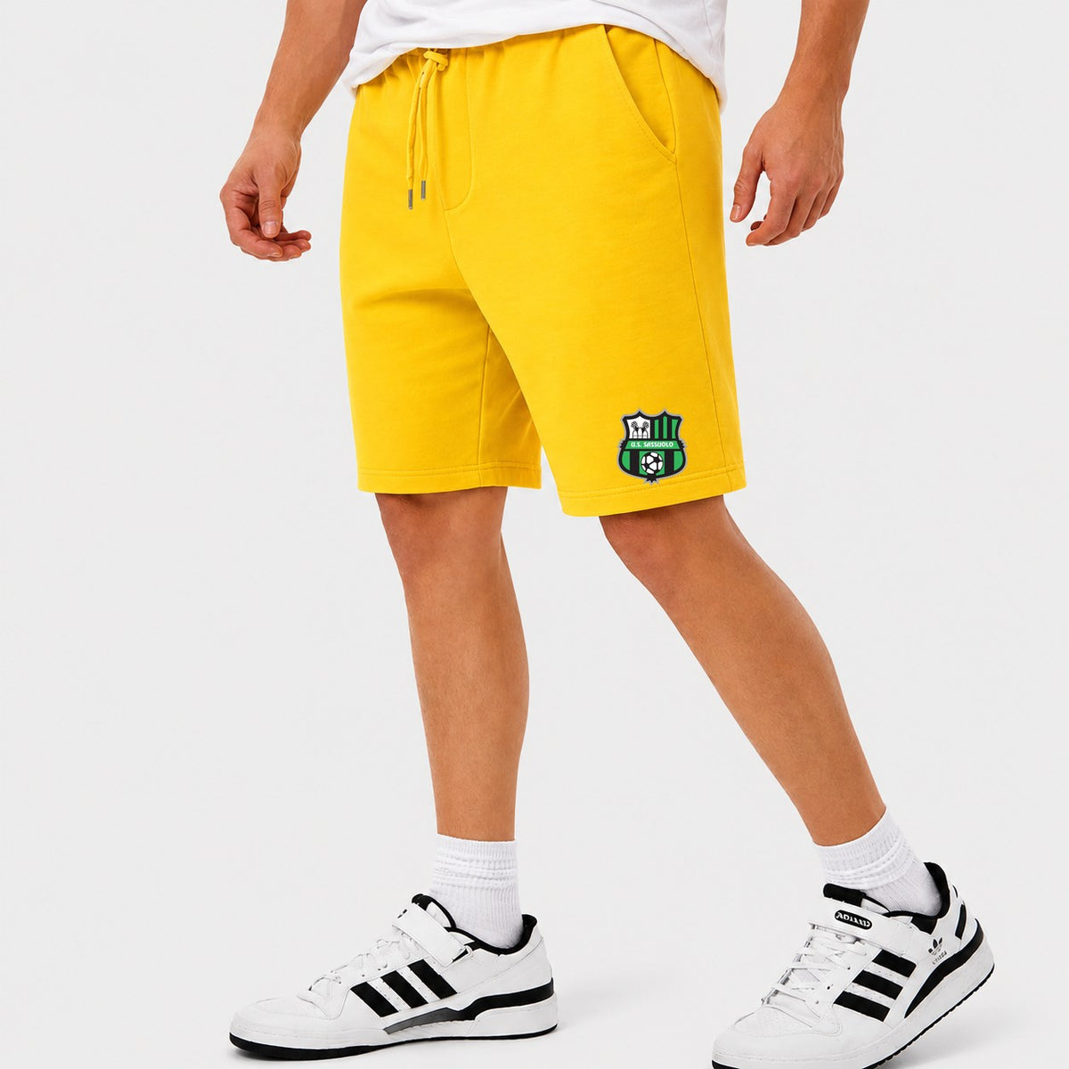 Men's U.S. Sassuolo Soccer Logo Cotton Shorts - Yellow