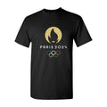 Men's Olympics 2024 Paris White Cotton T-Shirt - Black
