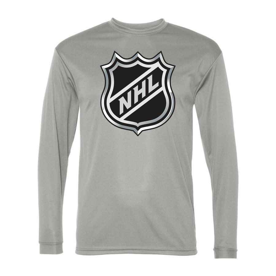 Men's NHL Shield Polyester Long Sleeve T-Shirt - Silver