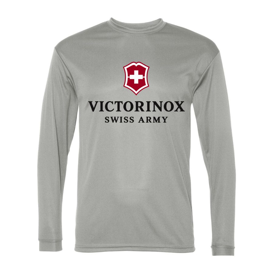 Men's Victorinox Swiss Army Polyester Long Sleeve T-Shirt - Silver