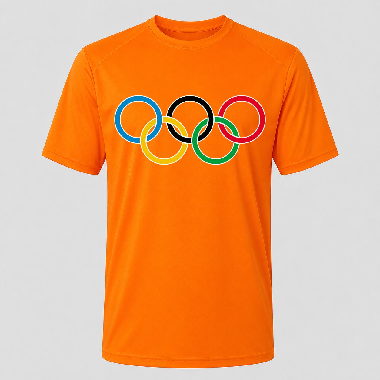 Men's Olympic Rings Black Performance T-Shirt - Orange