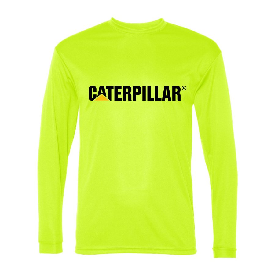 Men's Caterpillar Black Logo Polyester Long Sleeve T-Shirt - Safety Yellow