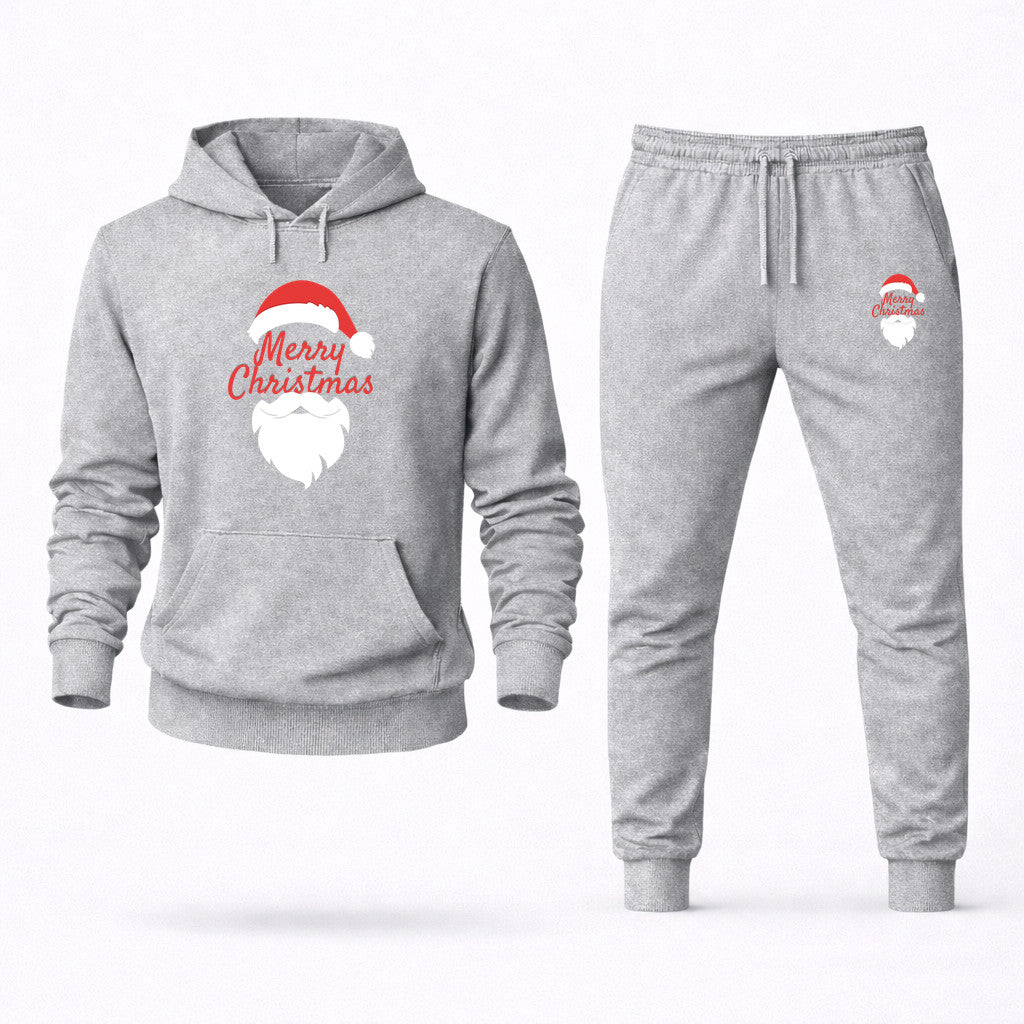 Merry Christmas Santa Claus Hoodie and Joggers Set - Grey