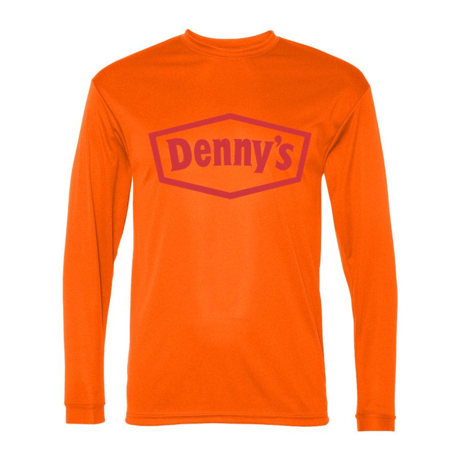 Men's Dennys Alternate Polyester Long Sleeve T-Shirt - Safety Orange