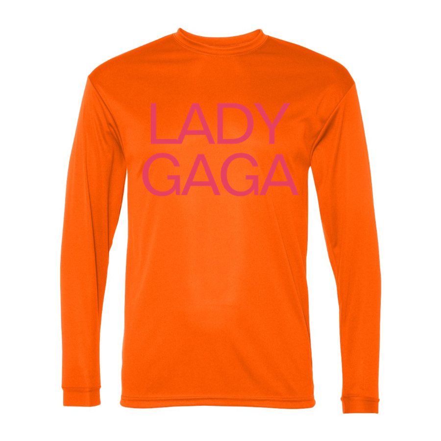 Men's Lady Gaga Polyester Long Sleeve T-Shirt - Safety Orange