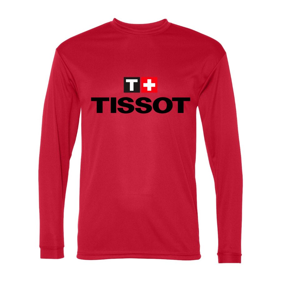 Men's Tissot Polyester Long Sleeve T-Shirt - Red