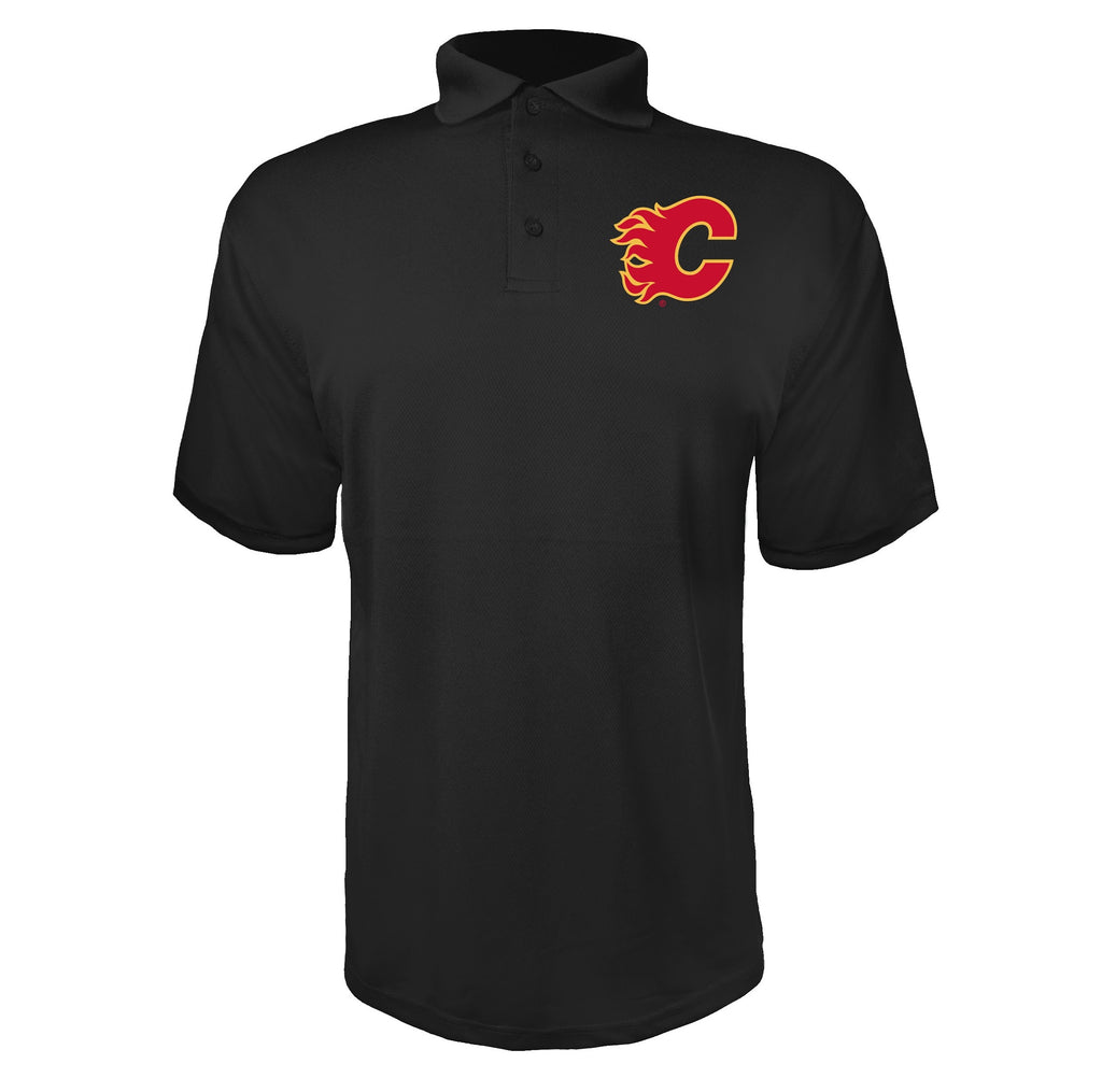 Calgary Flames Black polyester polo