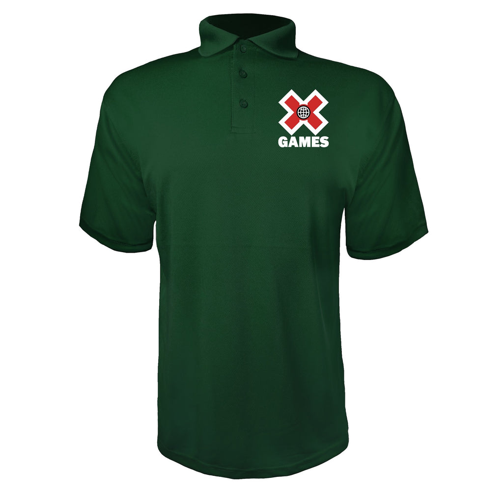 X Games logo White Green polyester polo