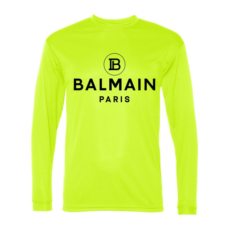 Men's Balmain Paris Polyester Long Sleeve T-Shirt - Safety Yellow
