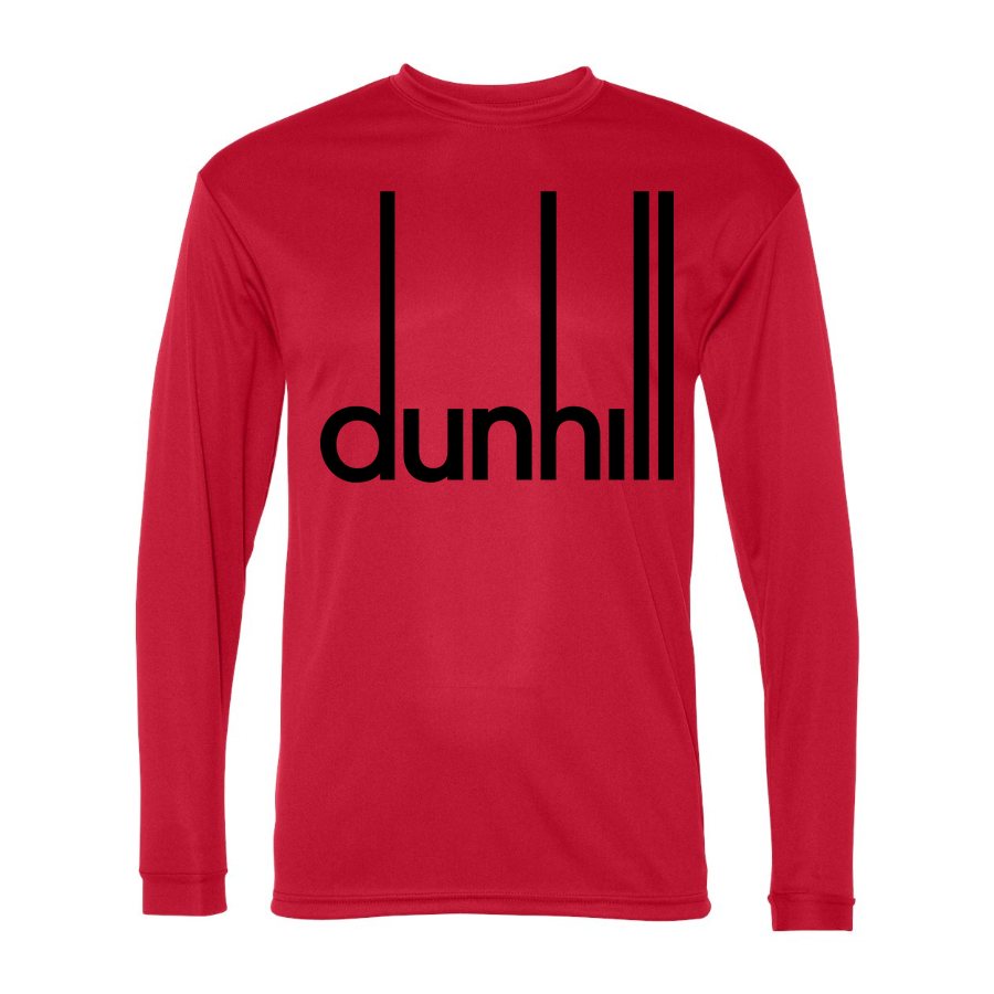Men's Dunhill Black Logo Polyester Long Sleeve T-Shirt - Red