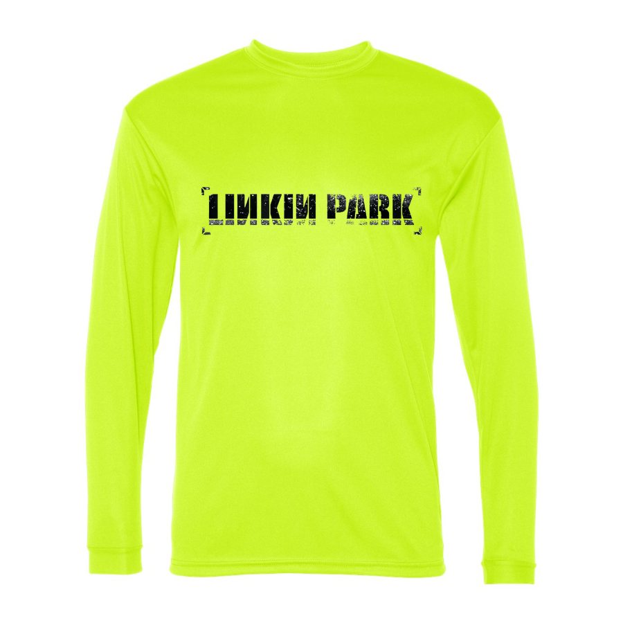 Men's Linkin Park Polyester Long Sleeve T-Shirt - Safety Yellow