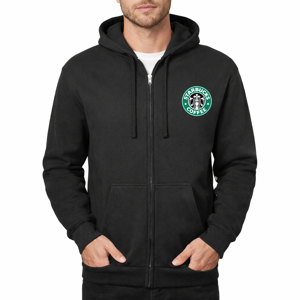 starbucks starbucks icon free Zipper Hoodie - Black