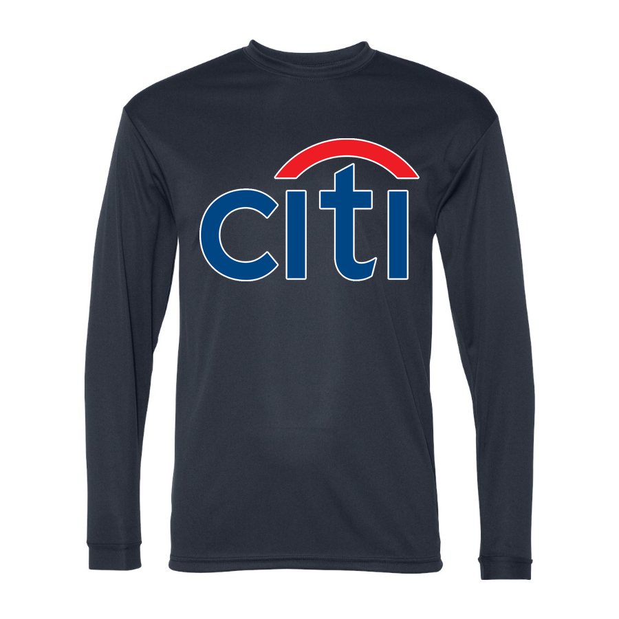 Men's citi bank Polyester Long Sleeve T-Shirt - Navy