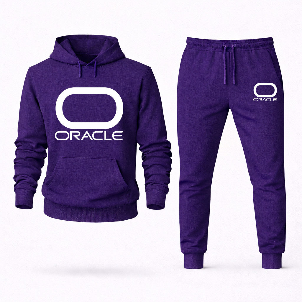 Oracle White Hoodie and Joggers Set - Purple