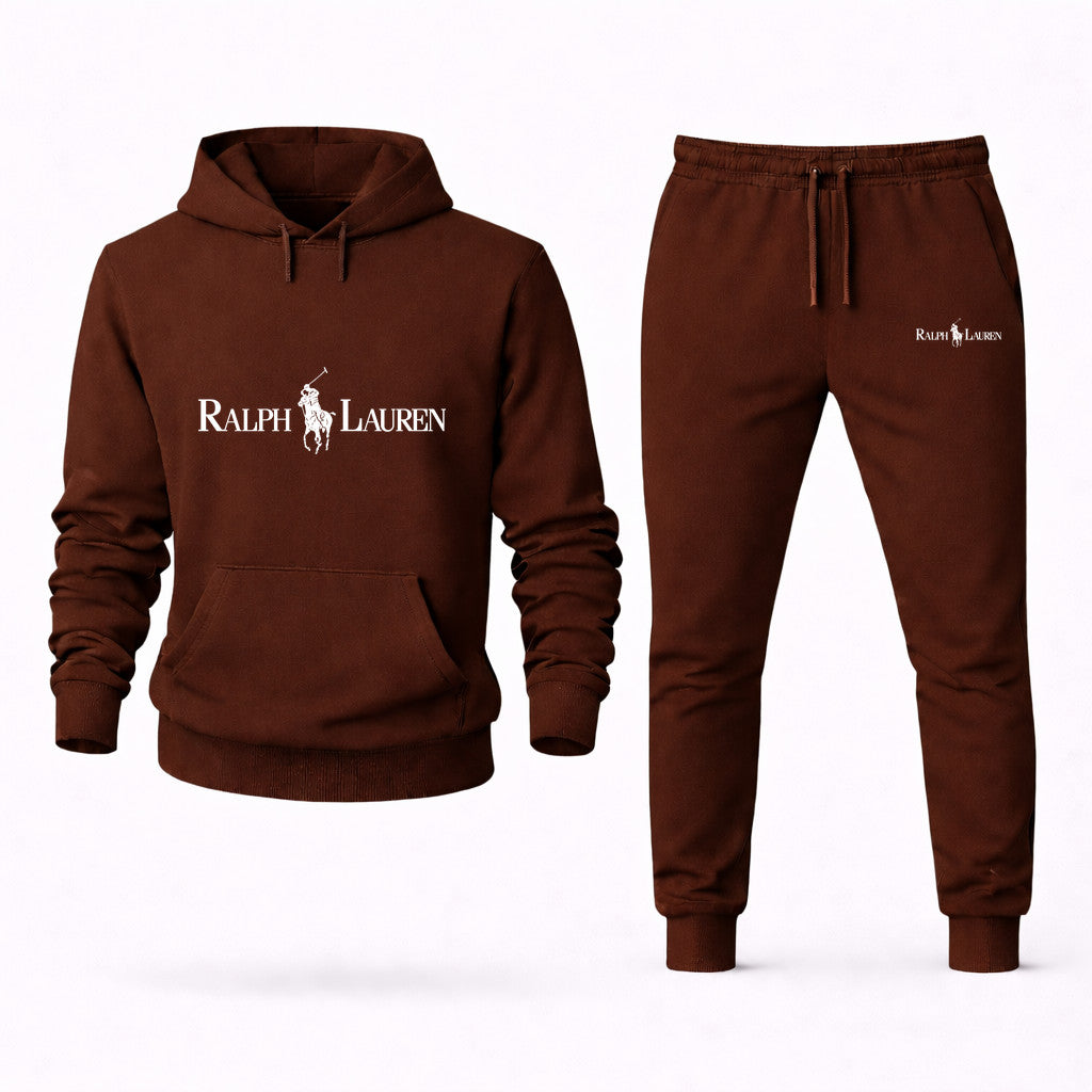 Polo Ralph Lauren White Hoodie and Joggers Set - Brown
