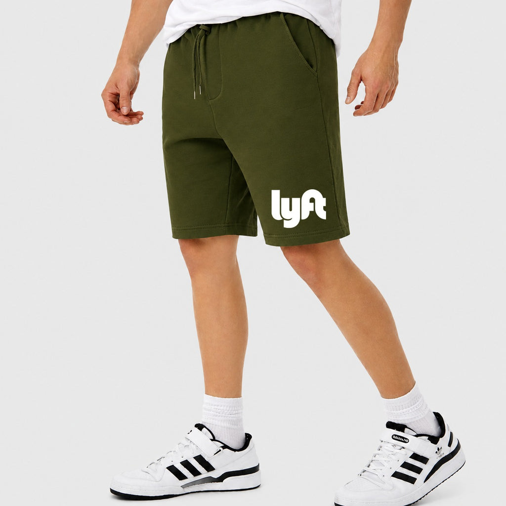 Men's Lyft White Cotton Shorts - Army Green