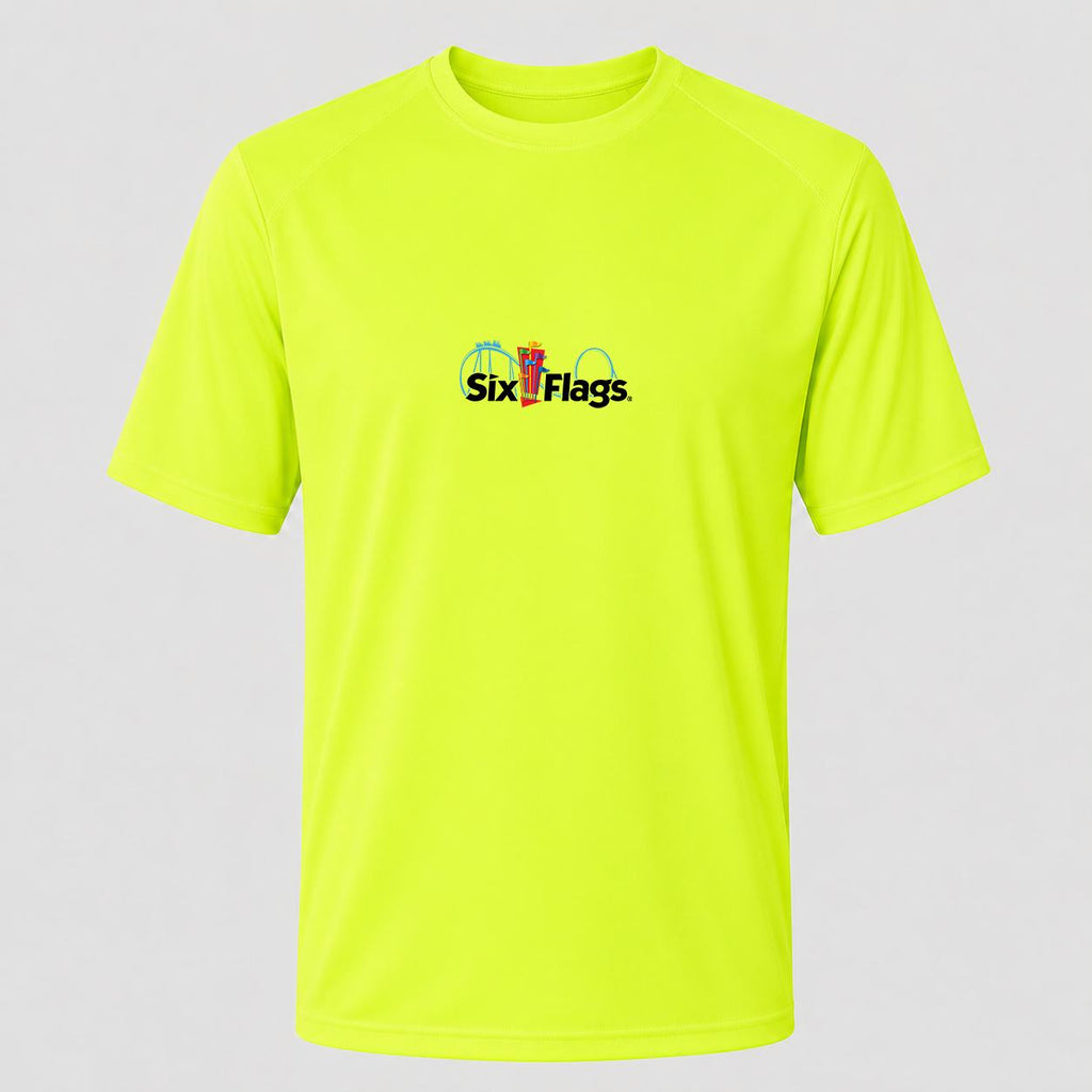 Men's Six Flags Performance T-Shirt - Safety Green
