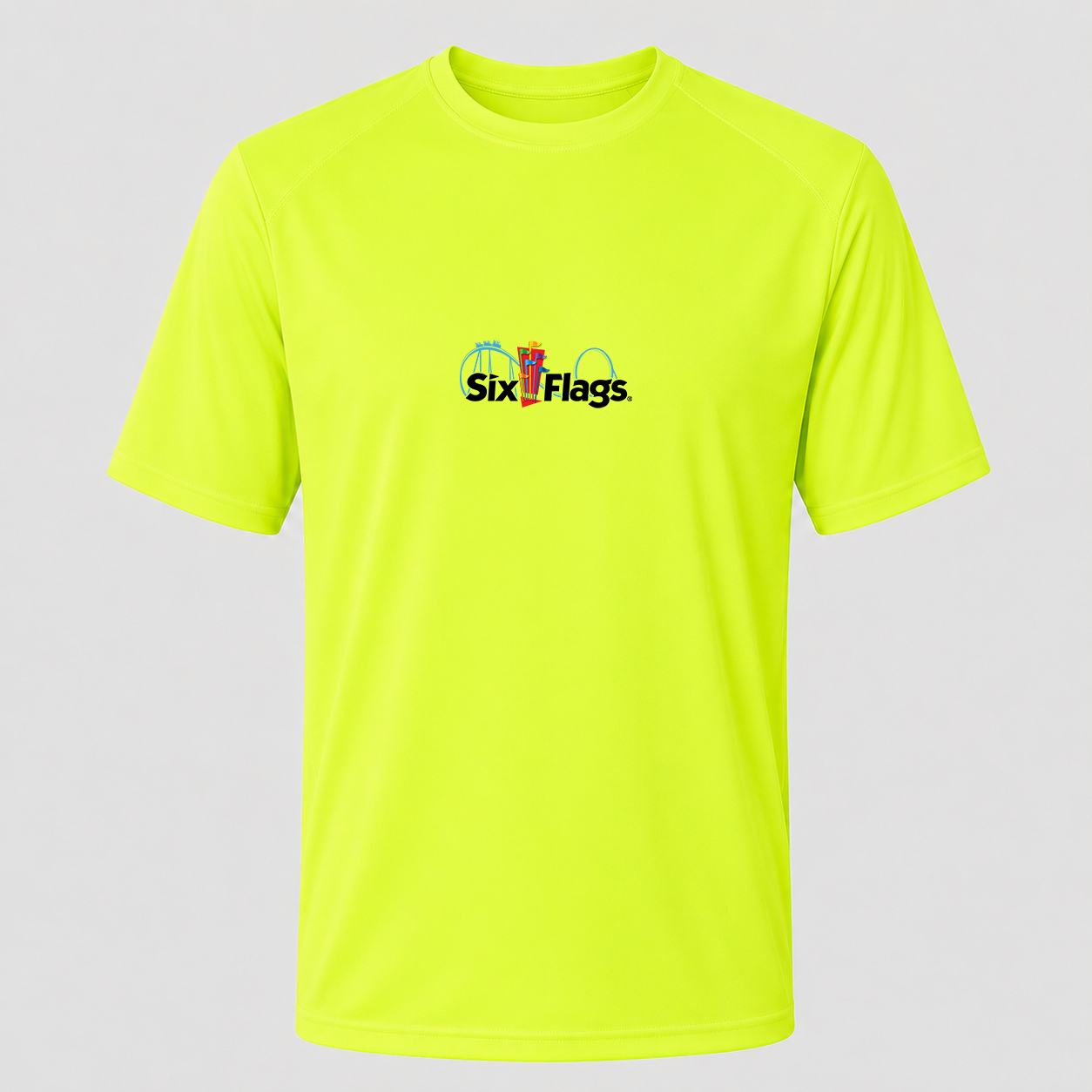 Men's Six Flags Performance T-Shirt - Safety Green
