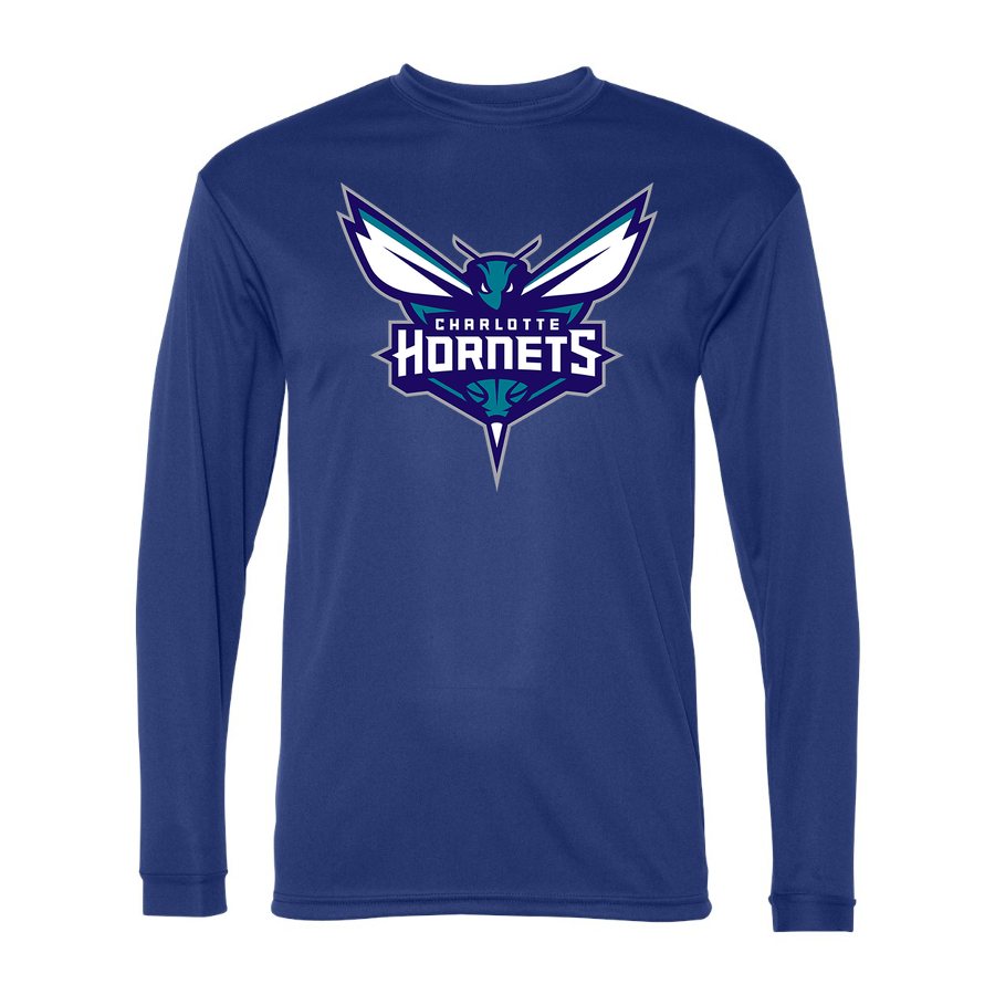 Men's Charlotte Hornets Polyester Long Sleeve T-Shirt - Royal Blue
