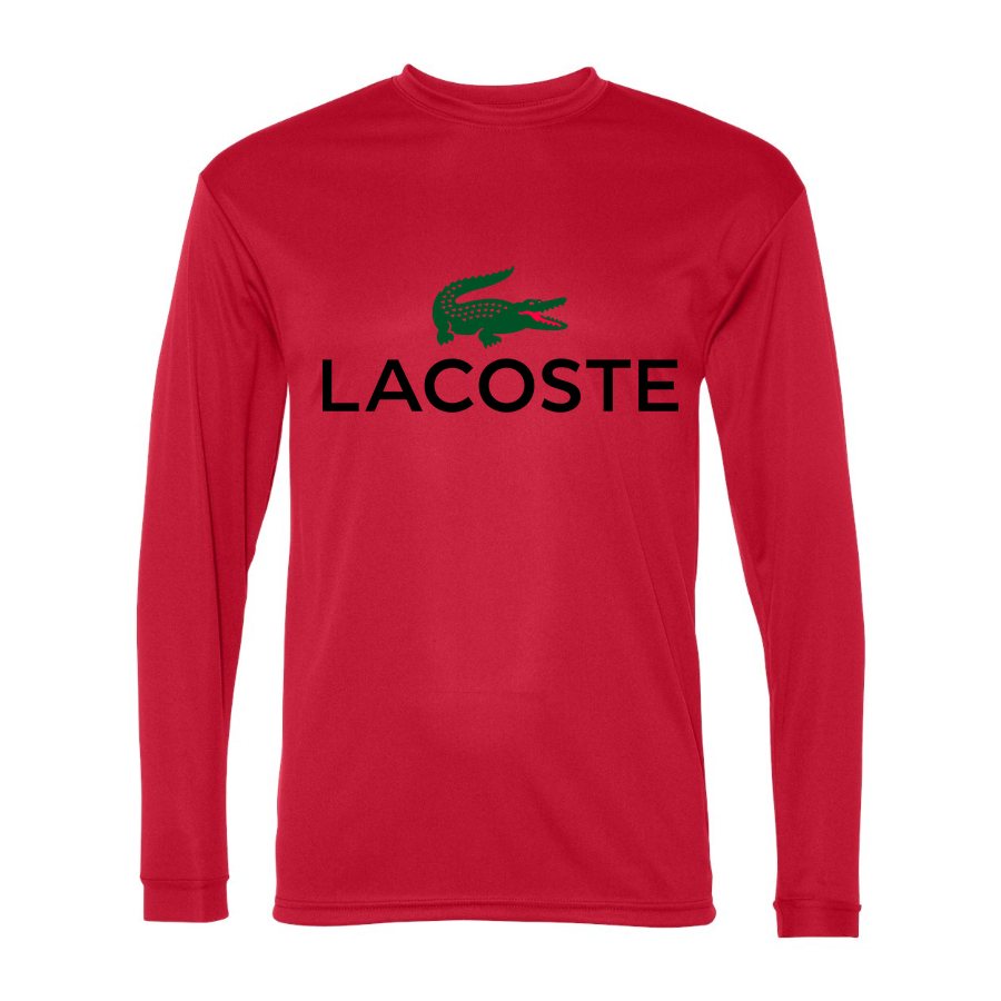 Men's Lacoste Polyester Long Sleeve T-Shirt - Red