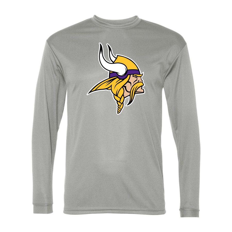 Men's Minnesota Vikings Polyester Long Sleeve T-Shirt - Silver