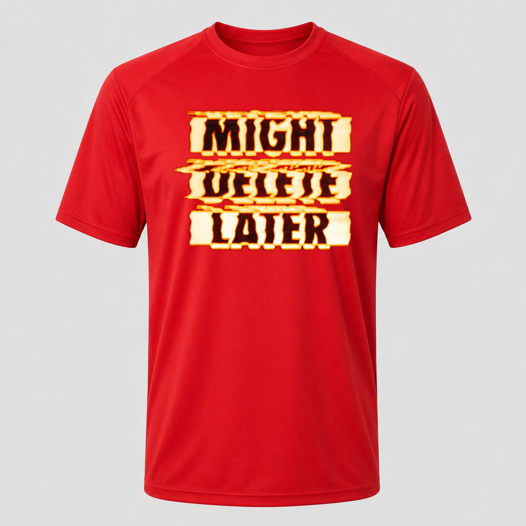 Men's Might Delete Later Performance T-Shirt - Red